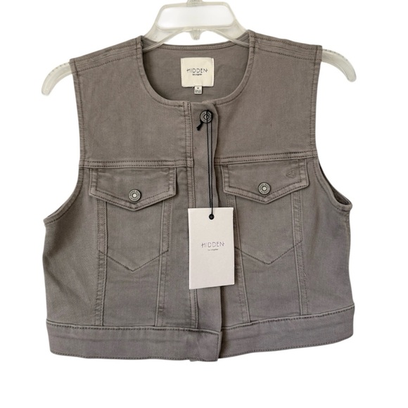 Hidden Tops - Hidden Los Angeles Cropped Denim Vest NWT Medium Gray